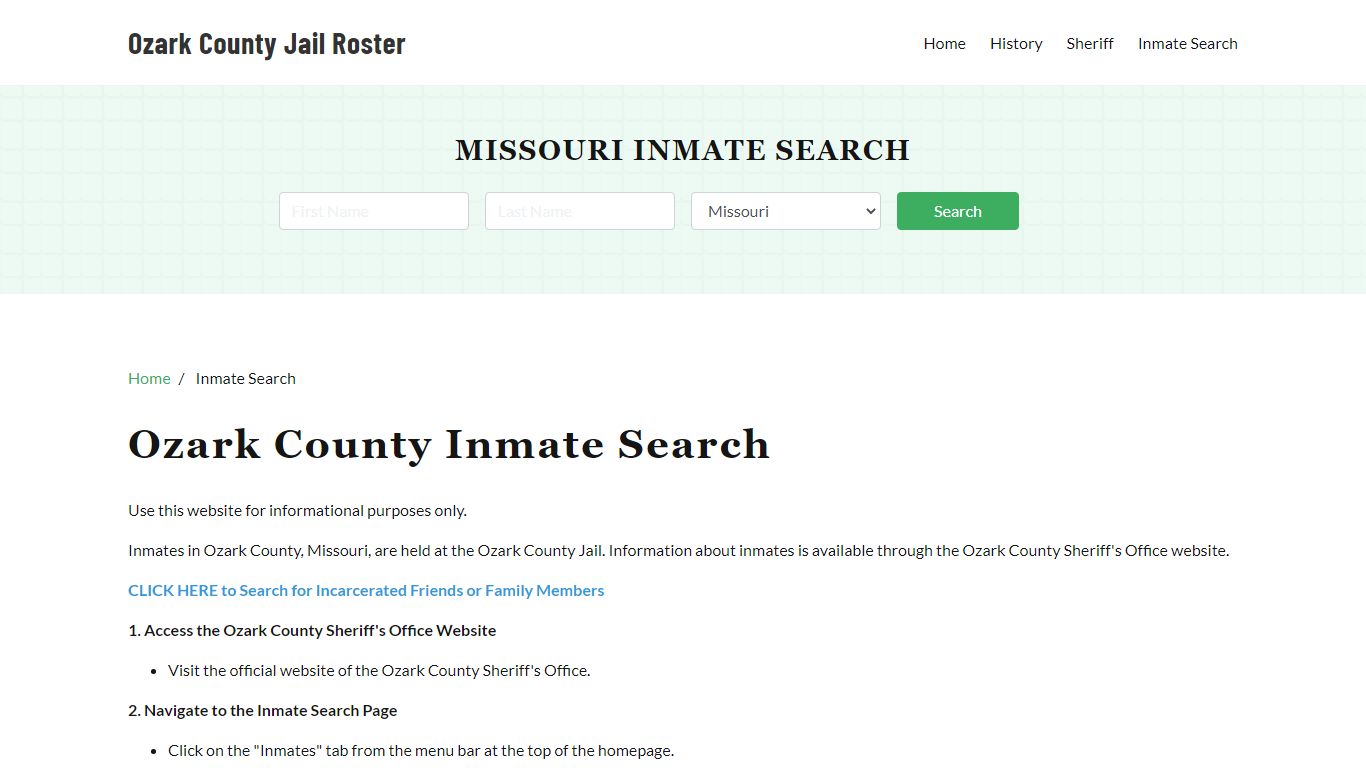 Ozark County, MO Detainee Lookup