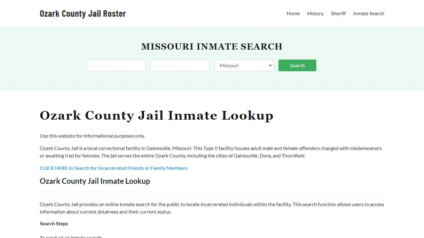 Ozark County Jail Roster Lookup, MO, Inmate Search