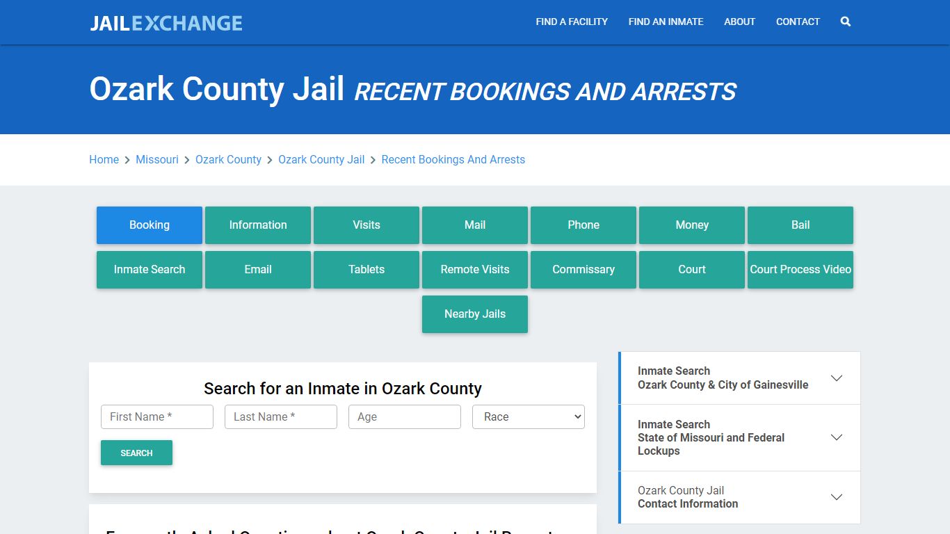 Ozark County Jail Recent Bookings And Arrests - Jail Exchange