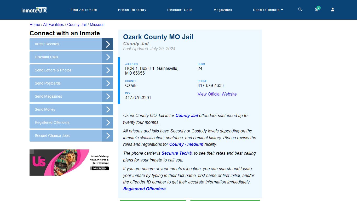 Ozark County MO Jail - Inmate Locator