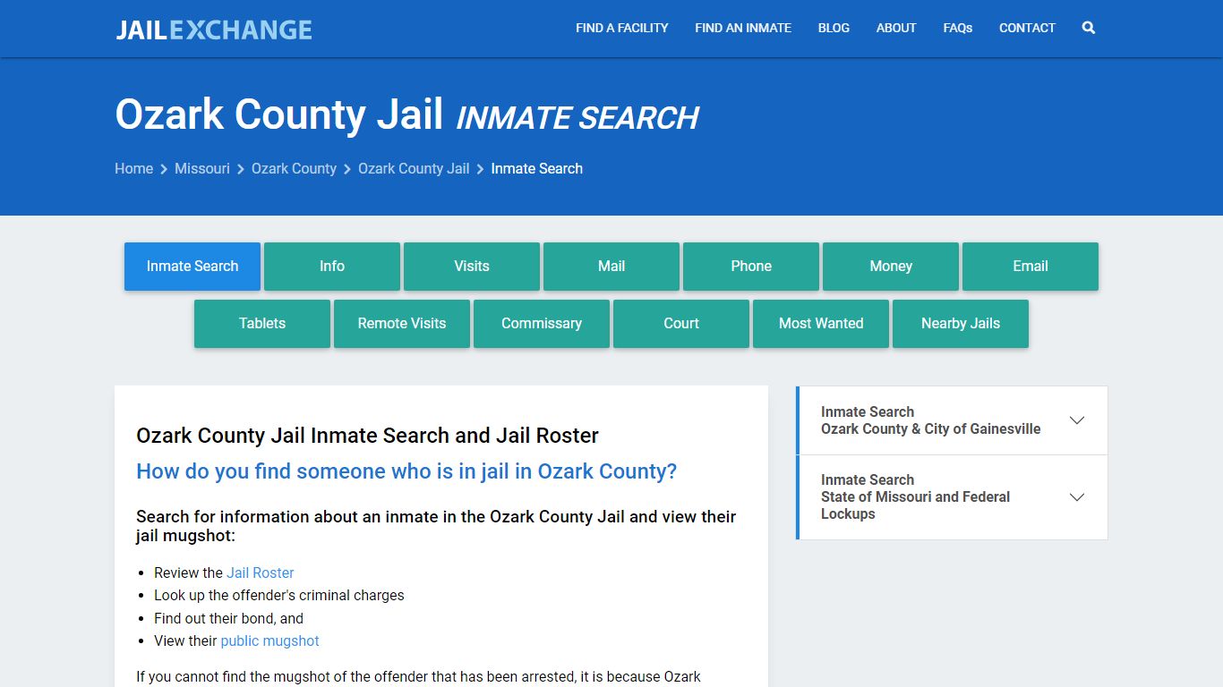 Inmate Search: Roster & Mugshots - Ozark County Jail, MO