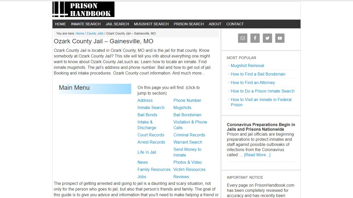 Ozark County Jail – Gainesville, MO - Prison Handbook